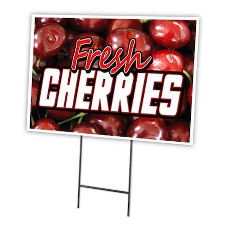 Signmission Fresh Cherries Yard Sign & Stake outdoor plastic coroplast window, C-1824-DS-Fresh Cherries C-1824-DS-Fresh Cherries